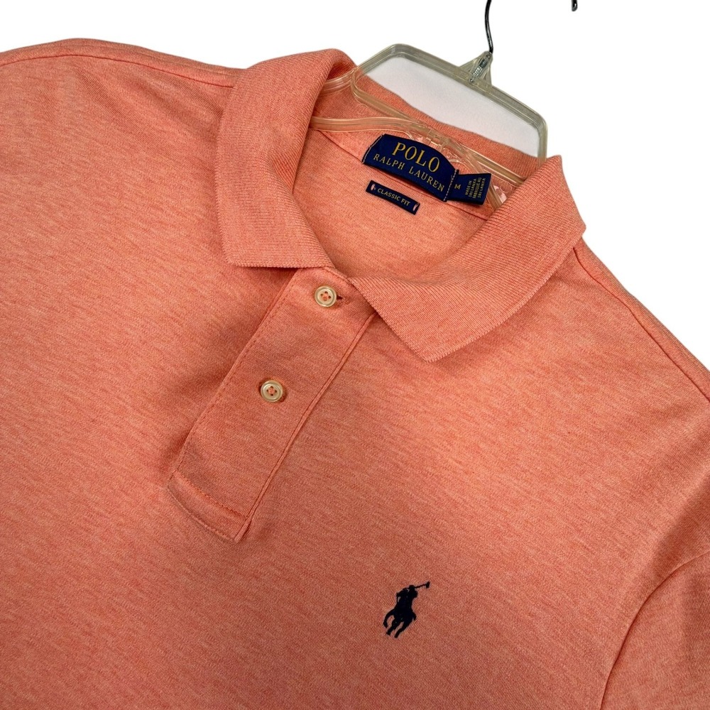 Polo Ralph Lauren Polo Shirt Mens M Orange Classic Fit Short Sleeve Pony Logo